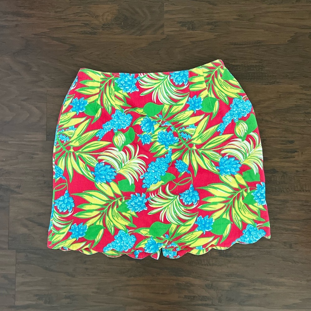 Lilly Pulitzer Red Tropical Skirt. Vintage White Label size 8